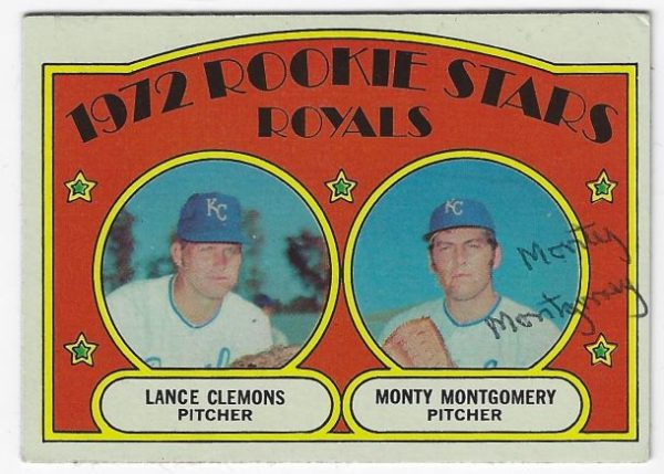 Autographed MONTY MONTGOMERY  Kansas City Royals 1972 Topps Card