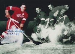 Autographed TED LINDSAY 8X10 Detroit Red Wings Photo