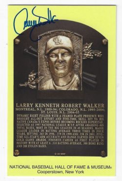 Autographed LARRY WALKER Hall of Fame Gold Plaque Tristar