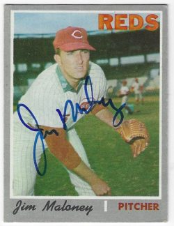 Autographed JIM MALONEY Cincinnati Reds 1970 Topps Card
