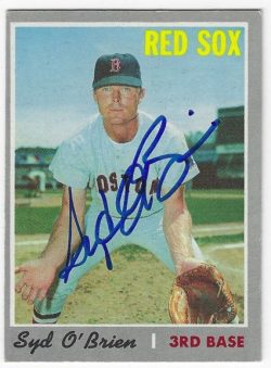 Autographed Syd O'Brien Boston Red Sox 1970 Topps card #163