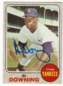 Autographed AL DOWNING New York Yankees 1968 Topps Card