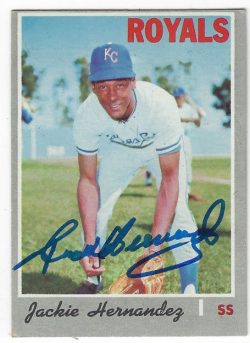 Autographed JACKIE HERNANDEZ Kansas City Royals 1970 Topps Card
