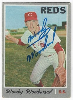 Autographed WOODY WOODWARD Cincinnati Reds 1970 Topps Card