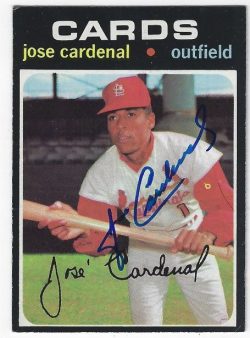 Autographed JOSE CARDENAL St. Louis Cardinals 1971 Topps Card