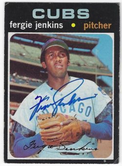 Autographed FERGIE JENKINS Chicago Cubs 1971 Topps Card