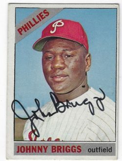 Autographed JOHNNY BRIGGS Philadelphia Phillies 1966 Topps Card