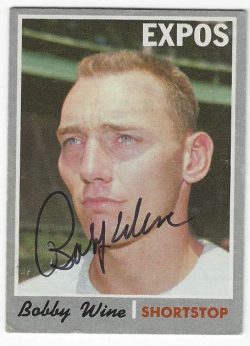 Autographed BOBBY WINE Montreal Expos 1970 Topps Card