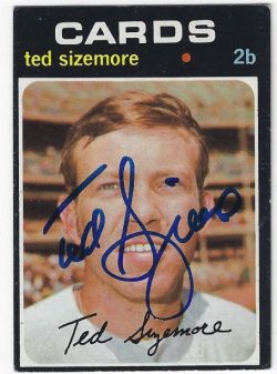 Autographed TED SIZEMORE St. Louis Cardinals 1971 Topps Card