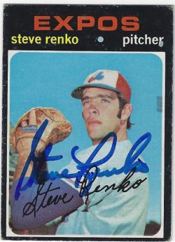 Autographed STEVE RENKO Montreal Expos 1971 Topps Card