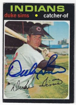 Autographed Duke Sims Cleveland Indians 1971 Topps Card