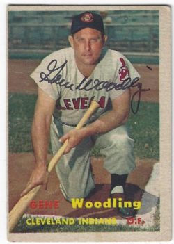 Autographed GENE WOODLING Cleveland Indians 1957 Topps Card