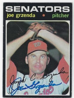 Autographed JOE GRZENDA Washington Senators 1971 Topps Card