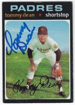 Autographed TOMMY DEAN San Diego Padres 1971 Topps Card