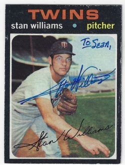 Autographed STAN WILLIAMS Minnesota Twins 1971 Topps Card