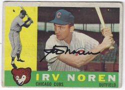 Autographed IRV NOREN Chicago Cubs 1960 Topps Card