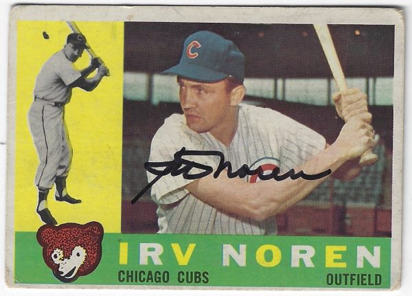 Autographed IRV NOREN Chicago Cubs 1960 Topps Card