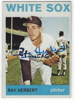 Autographed RAY HERBERT Chicago White Sox 1964 Topps Card
