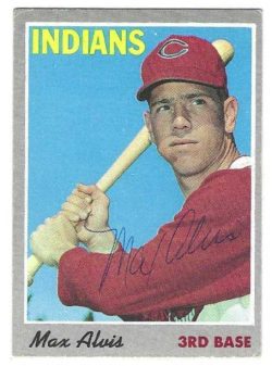 Autographed MAX ALVIS Cleveland Indians 1970 Topps Card