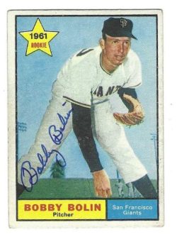 Autographed BOB BOLIN San Francisco Giants 1961 Topps Card