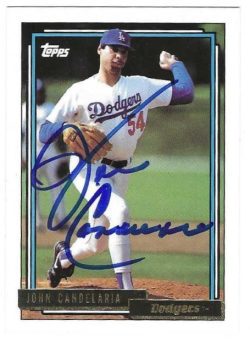 Autographed JOHN CANDELARIA Los Angeles Dodgers 1992 Topps Gold Card