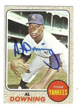 Autographed AL DOWNING New York Yankees 1968 Topps Card