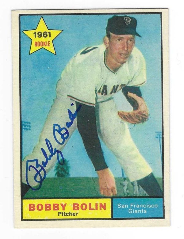 Autographed BOB BOLIN San Francisco Giants 1961 Topps Card