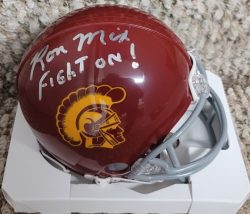 Autographed Ron Mix "Fight On" USC Trojans Mini helmet w/ COA