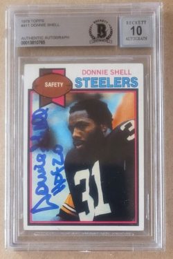 Autographed 1979 Topps Donnie Shell Rookie Card #411 Beckett Slabbed - Auto Grade 10