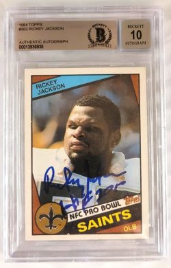 Autographed 1984 Topps Rickey Jackson New Orleans Saints Rookie card #30 BAS Beckett Slabbed-10