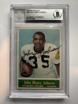 Autographed 1964 John Henry Johnson Steelers Philadelphia Card #144 BAS Beckett Slabbed