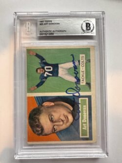 Autographed 1957 Art Donovan Baltimore Colts Topps Card #65 BAS Beckett Slabbed