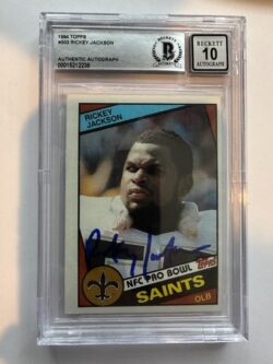 Autographed 1984 Topps Rickey Jackson New Orleans Saints Rookie card #30 BAS Beckett Slabbed-10
