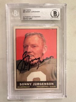 Autographed 1961 Sonny Jurgensen Philadelphia Eagles Card #95 BAS Beckett Slabbed