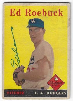Autographed ED ROEBUCK Los Angeles Dodgers 1958 Topps Card