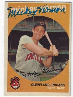 Autographed 1959 MICKEY VERNON Cleveland Indians Topps Card