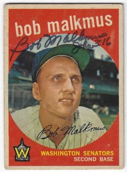 Autographed BOBBY MALKMUS Washington Senators 1959 Topps Card