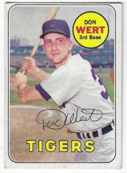 Autographed DON WERT Detroit Tigers 1969 Topps Card