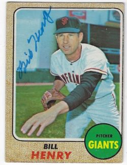 Autographed BILL HENRY San Francisco Giants 1968 Topps Card