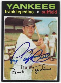 Autographed FRANK TEPEDINO New York Yankees 1971 Topps card