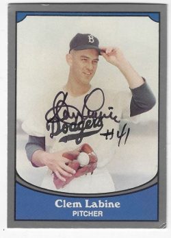Autographed CLEM LABINE Brooklyn Dodgers 1990 Pacific Legends Card