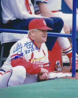 Autographed HOF'R WHITEY HERZOG 8x10 St. Louis Cardinals Photo