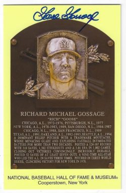 Autographed GOOSE GOSSAGE Hall of Fame Gold Plaque