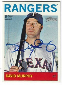 Autographed DAVID MURPHY Texas Rangers 2013 Topps Heritage Card #153