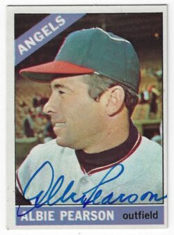 Autographed ALBIE PEARSON Los Angeles Angels 1966 Topps Card