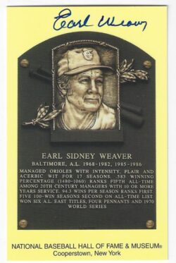 Autographed Earl Weaver Hall of Fame Gold Plaque