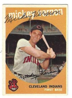 Autographed 1959 MICKEY VERNON Cleveland Indians Topps Card