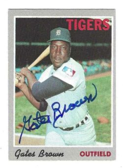 Autographed Gates Brown Detroit Tigers 1970 TOPPS card #98