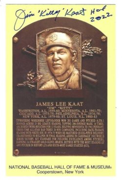 Autographed Jim Kaat Hall of Fame Gold Plaque Post Card