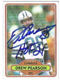 Autographed Drew Pearson Dallas Cowboys 1980 Topps card #250 w/ COA